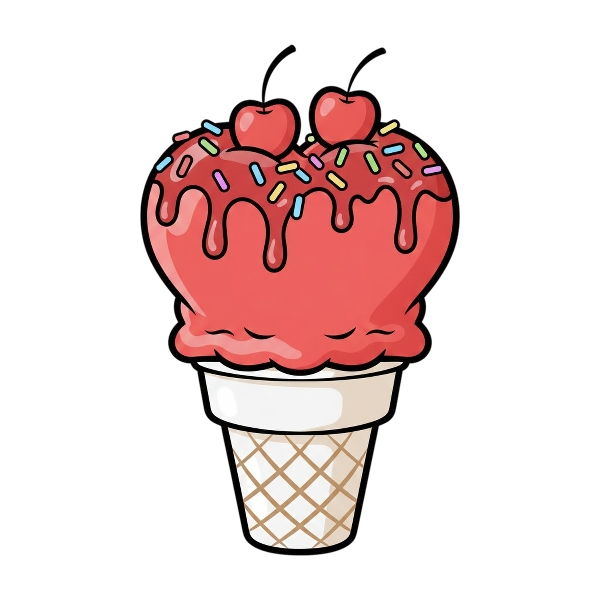 Red heart and Ice cream
