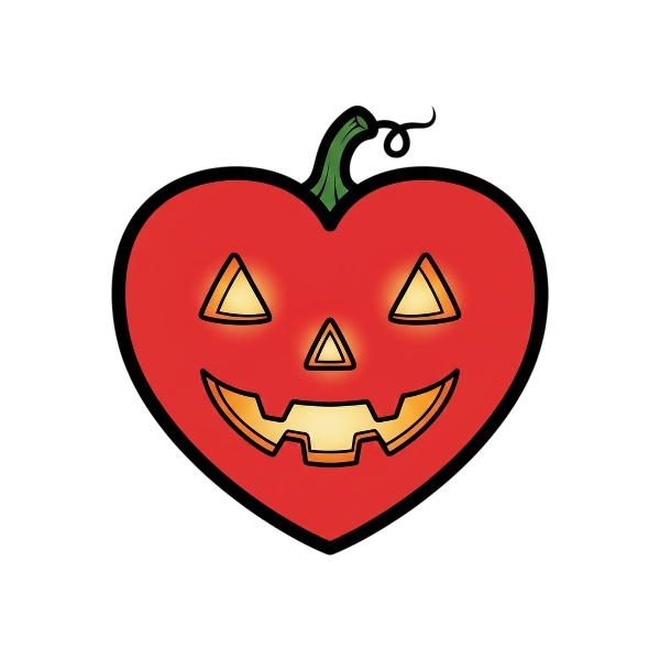 Red heart and Jack-o-lantern