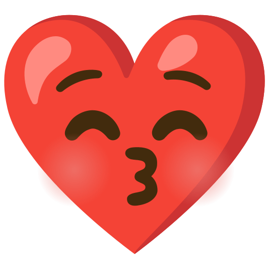 Red heart and Kissing face with closed eyes