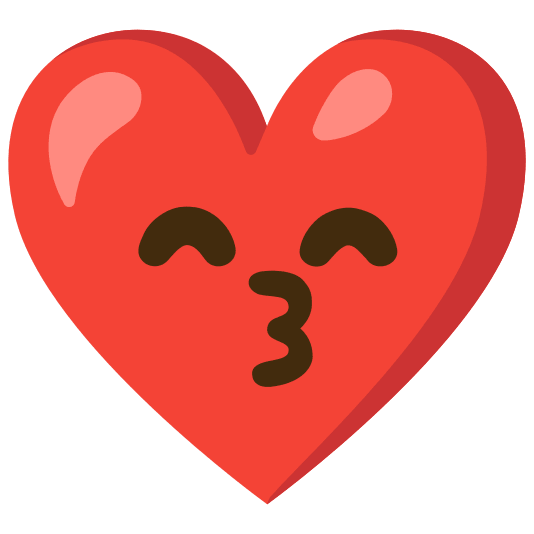 Red heart and Kissing face with smiling eyes