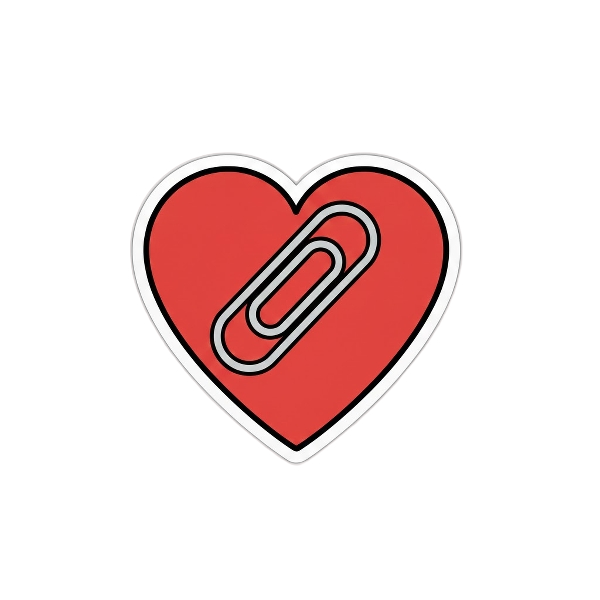 Red heart and Linked paperclips