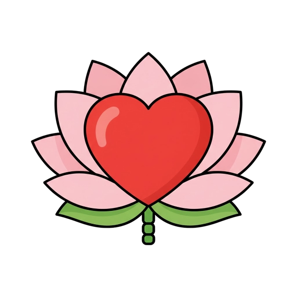 Red heart and Lotus