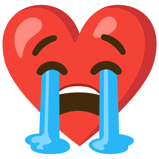 Red heart and Loudly crying face