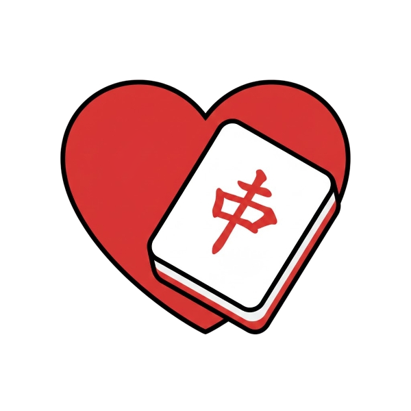 Red heart and Mahjong red dragon