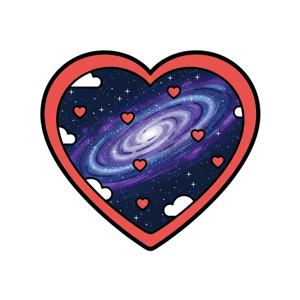 Red heart and Milky way