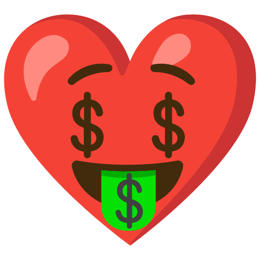 Red heart and Money-mouth face