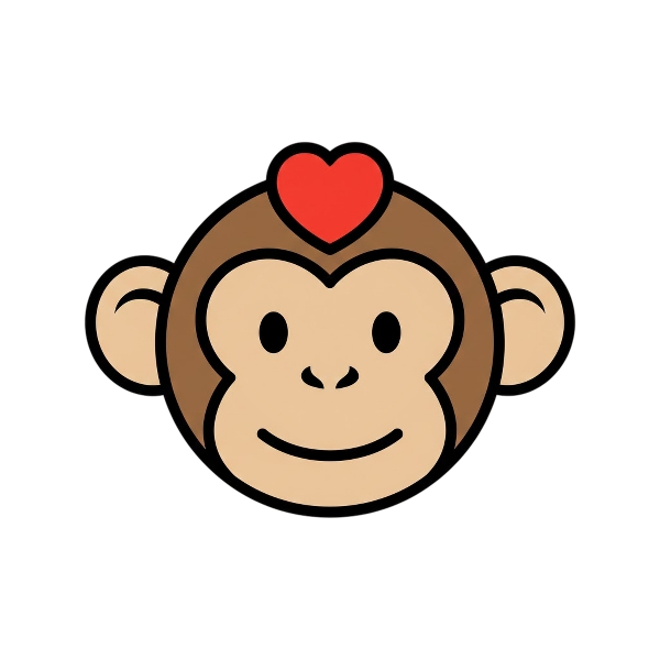 Red heart and Monkey face