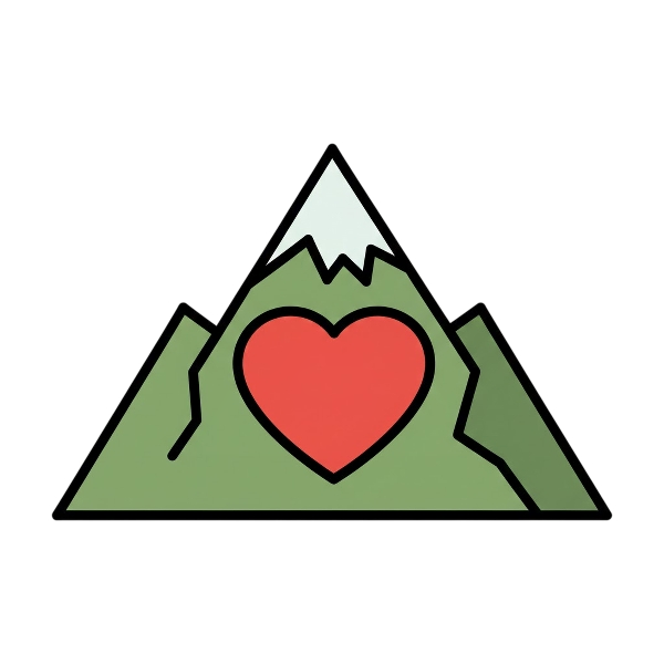 Red heart and Mountain