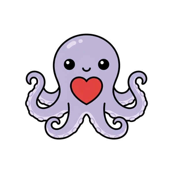 Red heart and Octopus