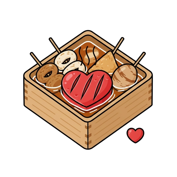 Red heart and Oden