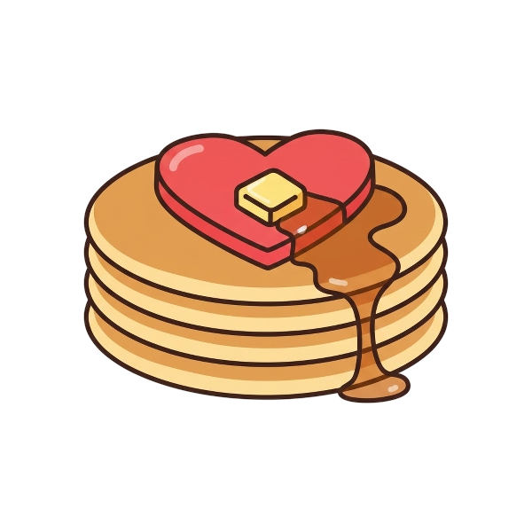 Red heart and Pancakes