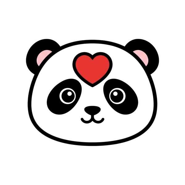 Red heart and Panda