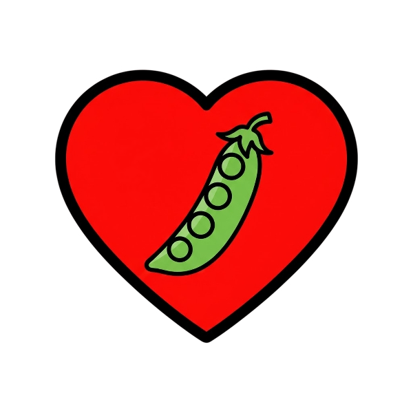 Red heart and Pea pod