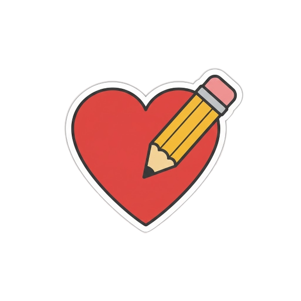 Red heart and Pencil