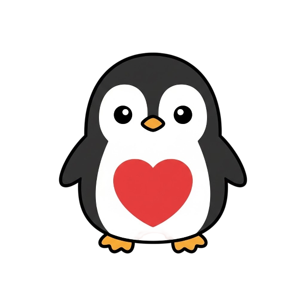 Red heart and Penguin