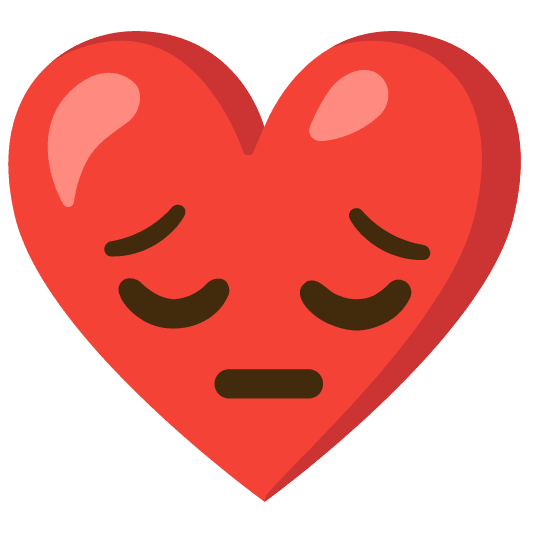 Red heart and Pensive face