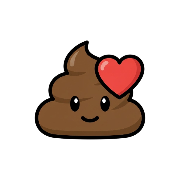 Red heart and Pile of poo