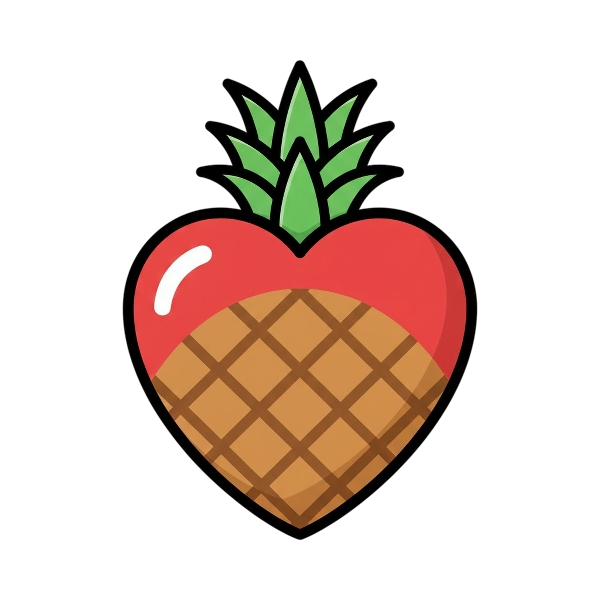Red heart and Pineapple