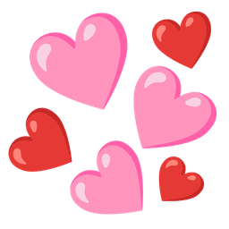 red heart and pink heart