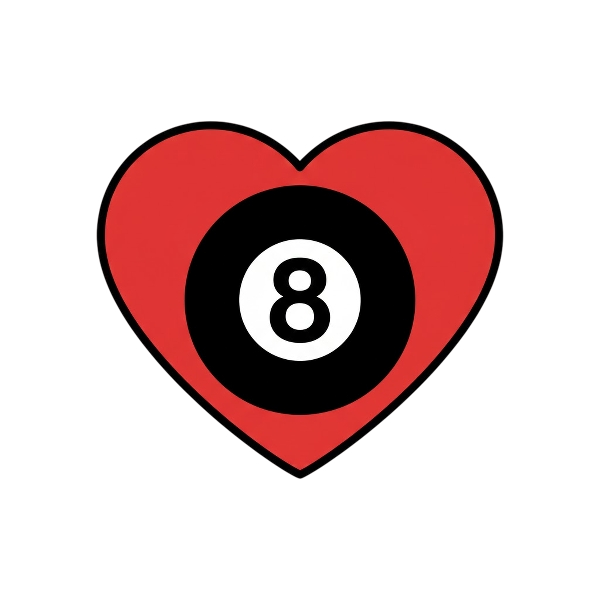 Red heart and Pool 8 ball