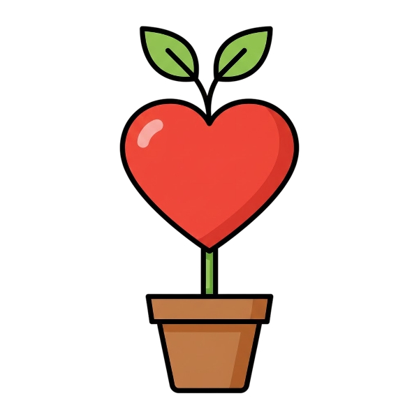 Red heart and Potted plant