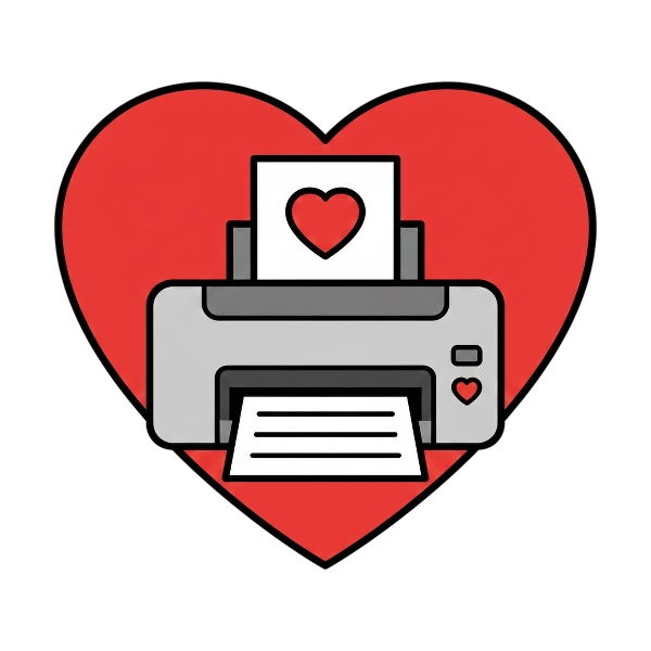 Red heart and Printer