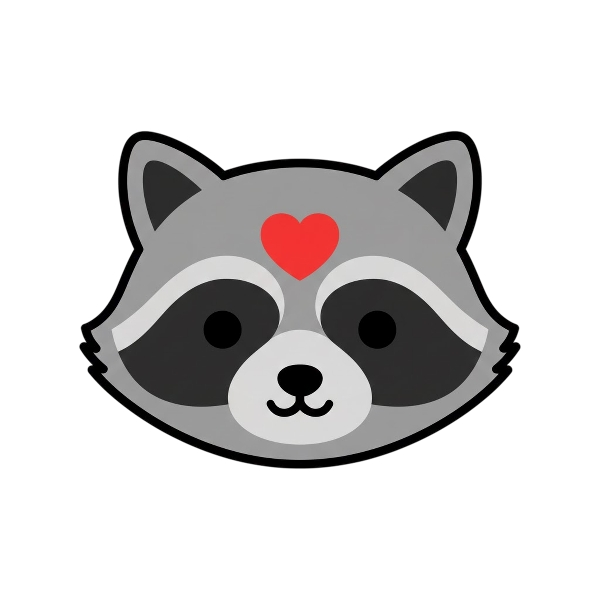 Red heart and Raccoon