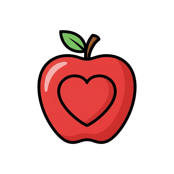 Red heart and Red apple