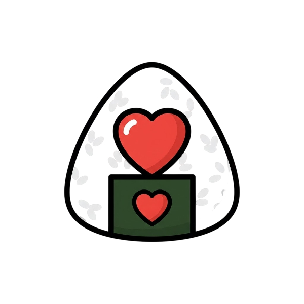 Red heart and Rice ball