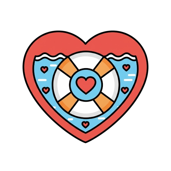 Red heart and Ring buoy