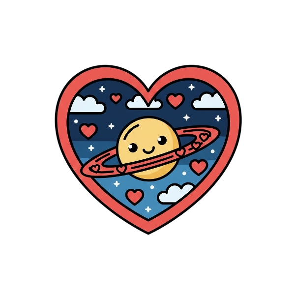 Red heart and Ringed planet