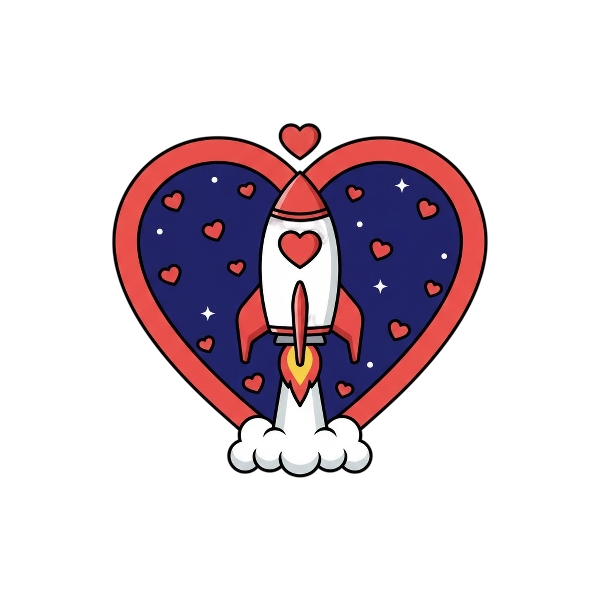 Red heart and Rocket