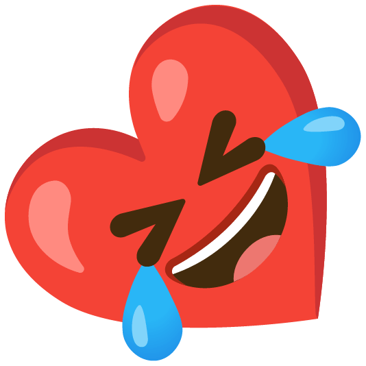 Red heart and Rolling on the floor laughing