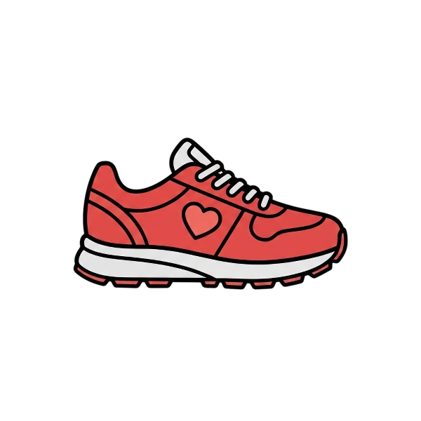 Red heart and Running shoe
