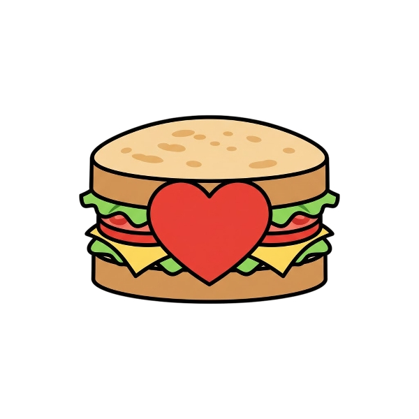 Red heart and Sandwich