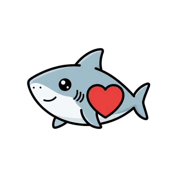 Red heart and Shark