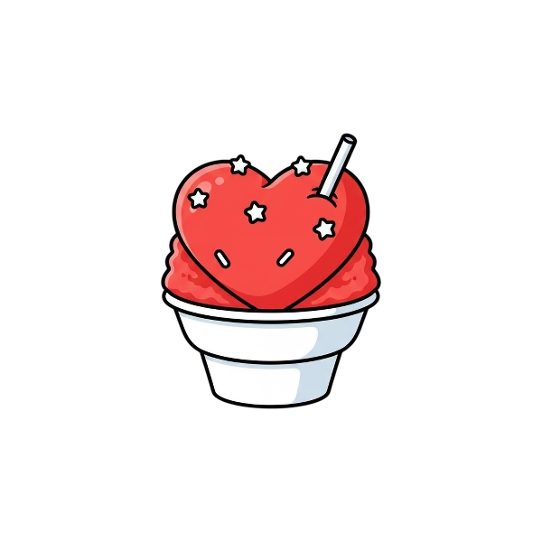 Red heart and Shaved ice