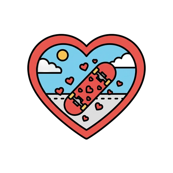 Red heart and Skateboard