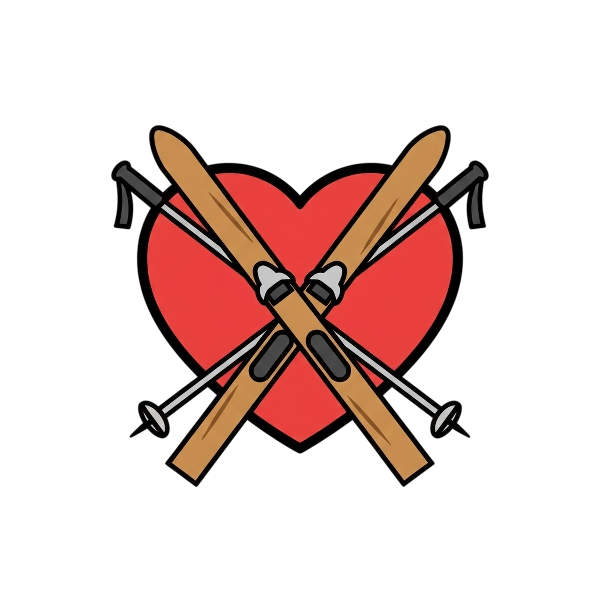 Red heart and Skis