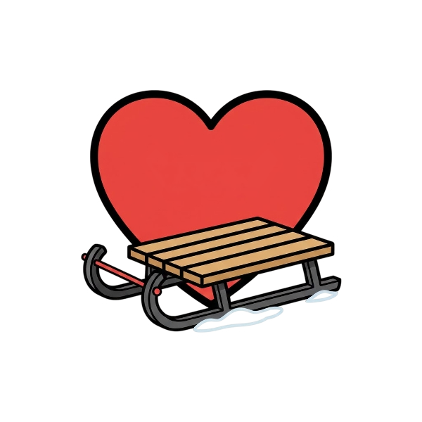 Red heart and Sled