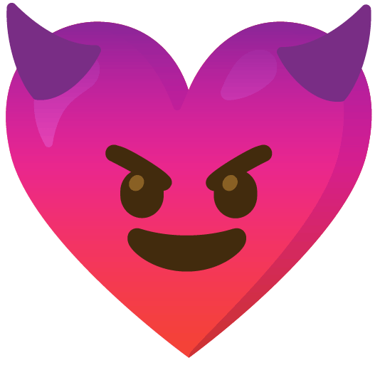 Red heart and Smiling face with horns