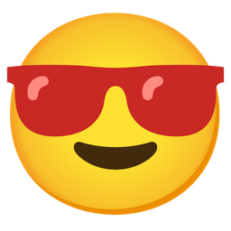 Red heart and Smiling face with sunglasses