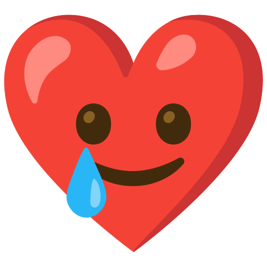 Red heart and Smiling face with tear