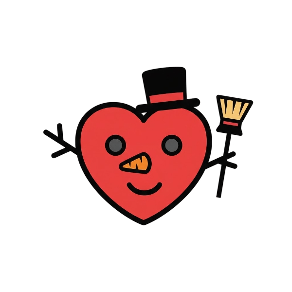 Red heart and Snowman without snow