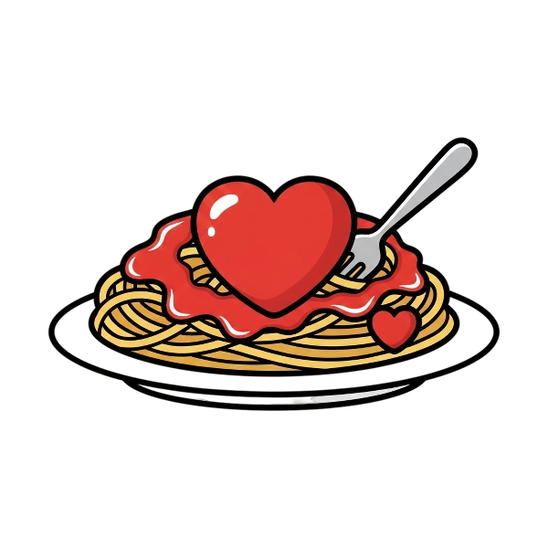 Red heart and Spaghetti