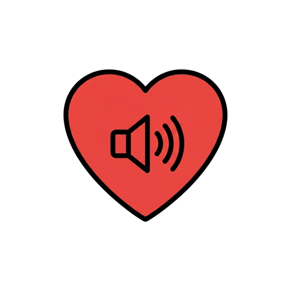 Red heart and Speaker low volume