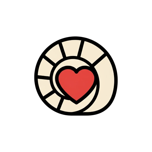 Red heart and Spiral shell