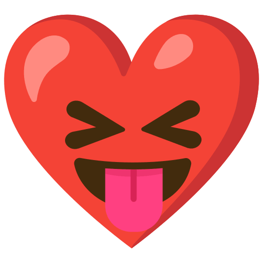 Red heart and Squinting face with tongue