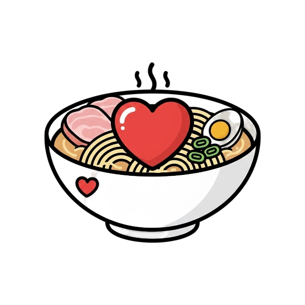 Red heart and Steaming bowl