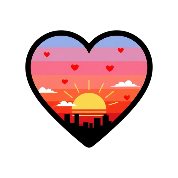 Red heart and Sunset